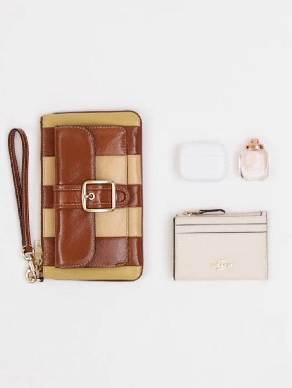 COACH Large Buckle Front Leather Wristlet In Redwood Multi, Gold Hardware, NEW! - Picture 9 of 9